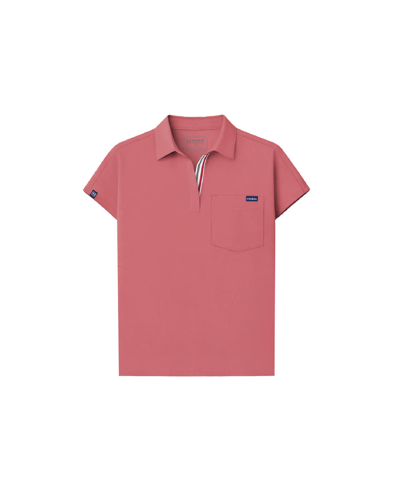 Mauve Capri Collared Scrub Top Fysel - Flat Lay