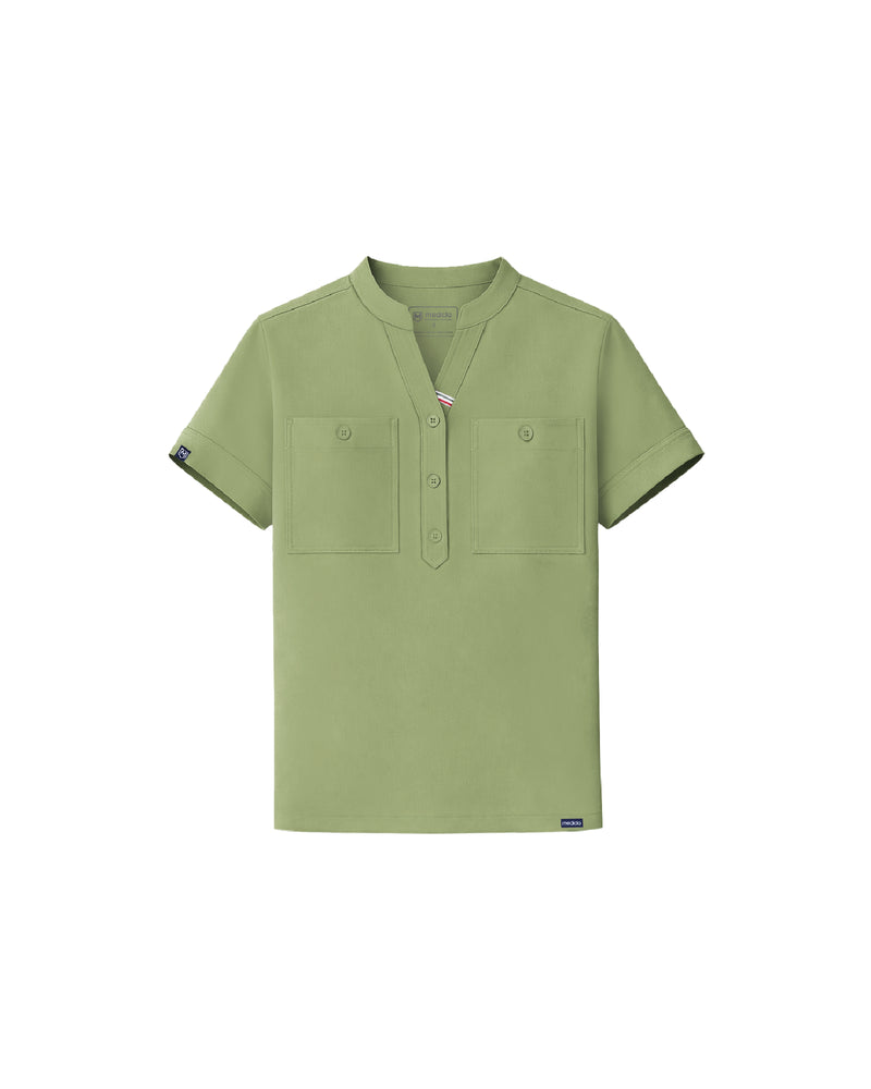 FYSEL® Fiji Banded Collar Scrub Top (Final Sale)
