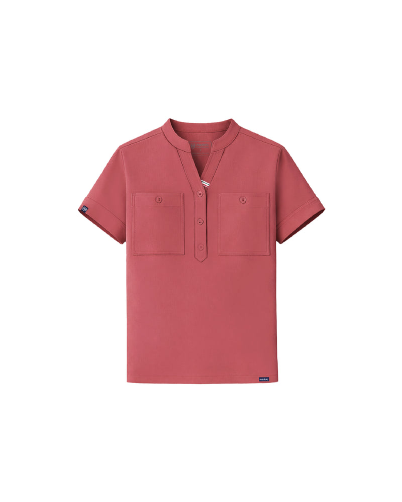 FYSEL® Fiji Banded Collar Scrub Top (Final Sale)