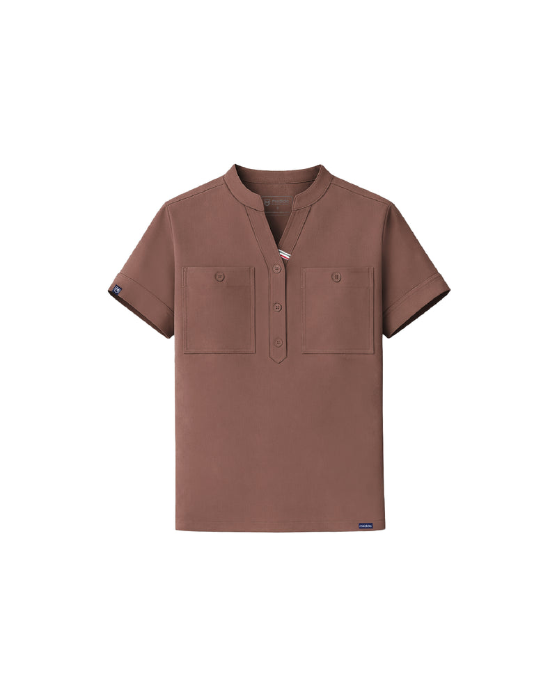 FYSEL® Fiji Banded Collar Scrub Top (Final Sale)