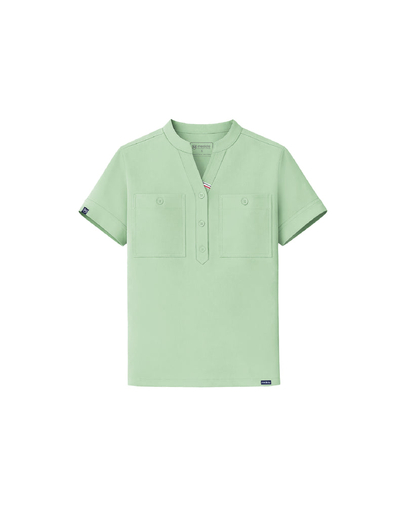 FYSEL® Fiji Banded Collar Scrub Top (Final Sale)