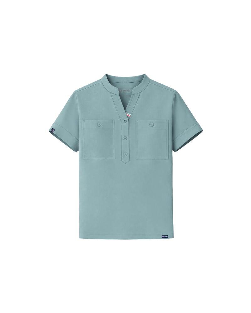 FYSEL® Fiji Banded Collar Scrub Top (Final Sale)