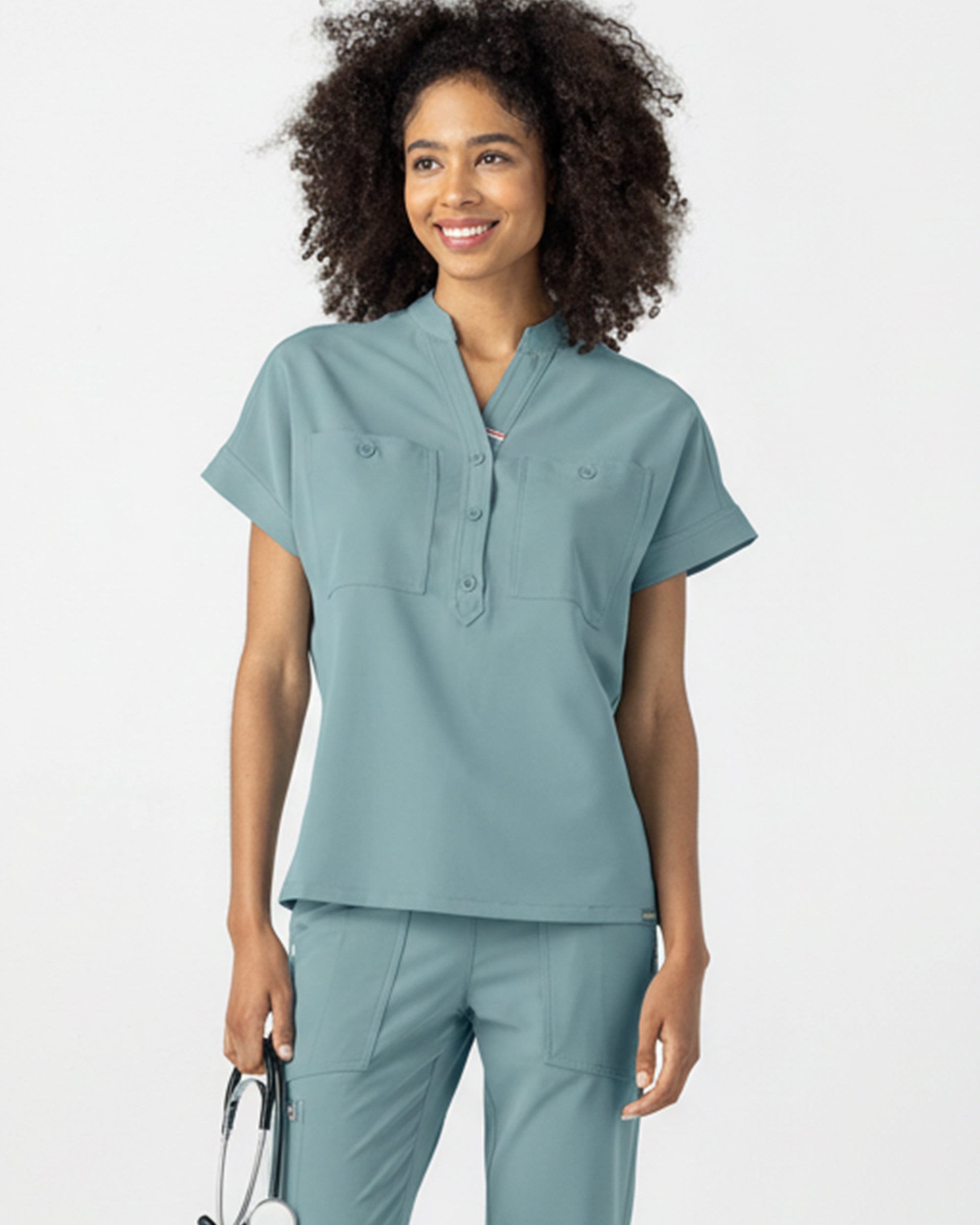 FYSEL® Fiji Banded Collar Scrub Top