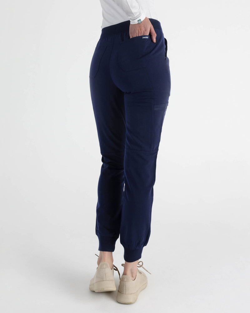 Navy Nova Jogger Scrub Pants Fysel - Back View