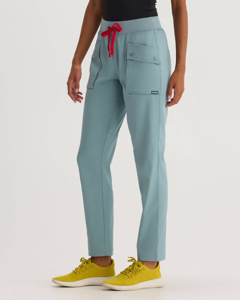 Stone Blue Moana Tapered Scrub Pants Tencel - Front Side View