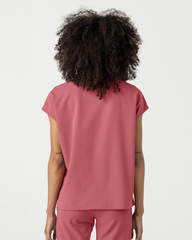 Mauve Capri Collared Scrub Top Fysel - Back View