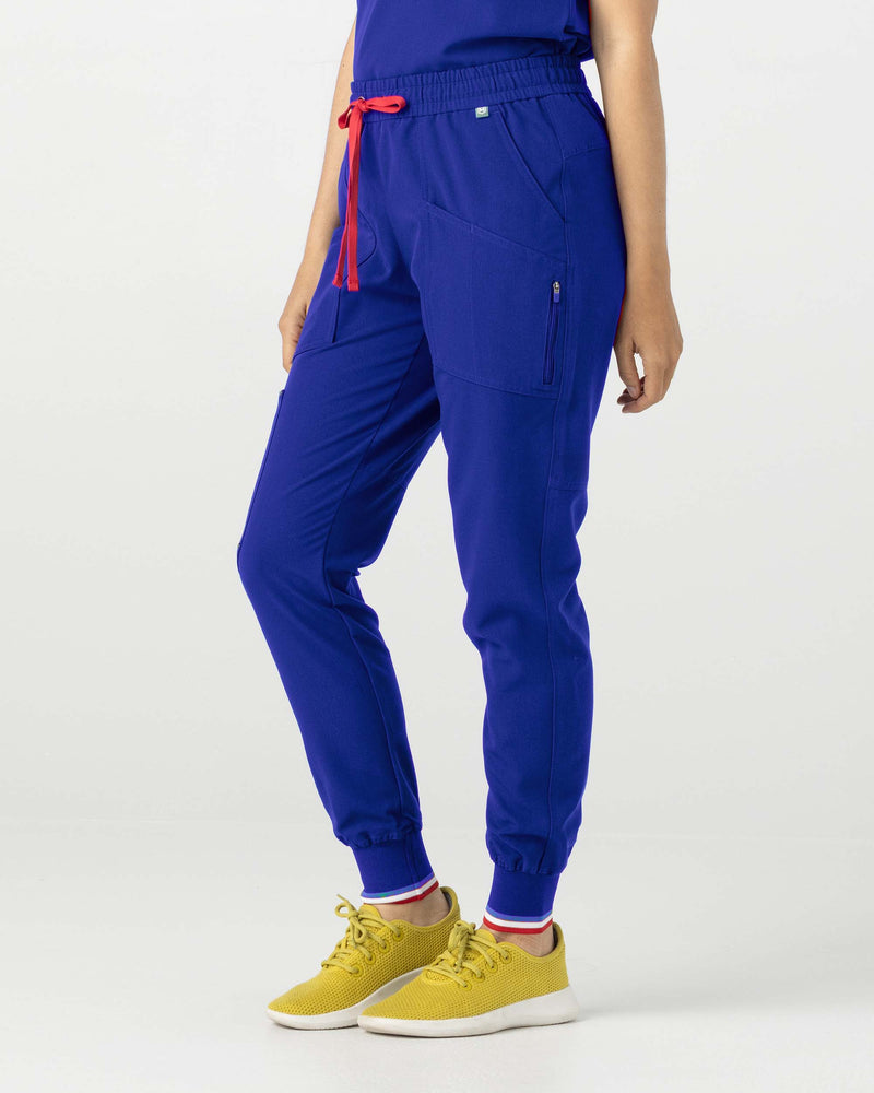Royal Blue Catalina Jogger Scrub Pants Fysel - Left Front Side View