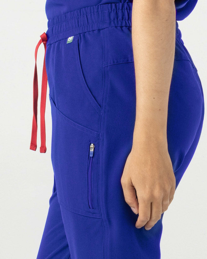 Royal Blue Catalina Jogger Scrub Pants Fysel - Close Up Side View