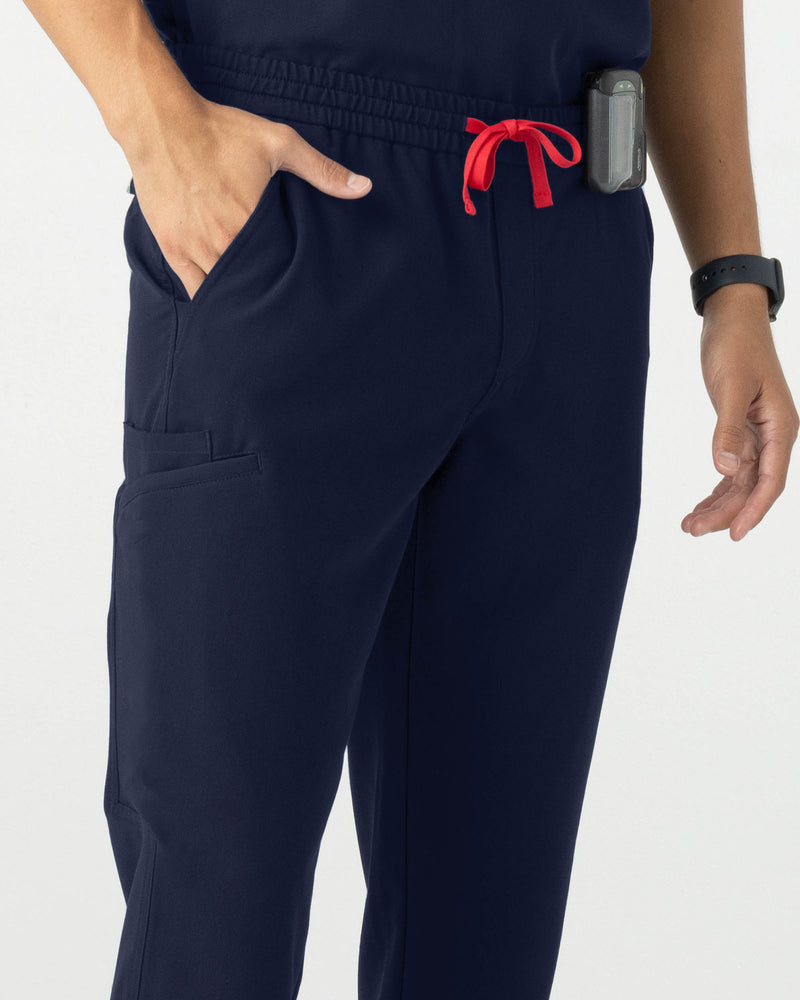 Navy Sable Classic Scrub Pants Fysel - Side Pocket Close Up View