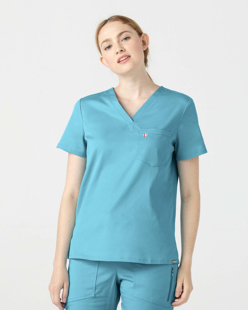Island Blue Sal Essential Scrub Top Tencel - Front View