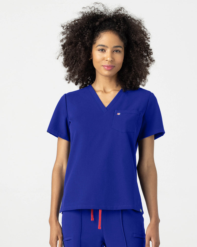 Royal Blue Sal Essential Scrub Top Fysel - Front View