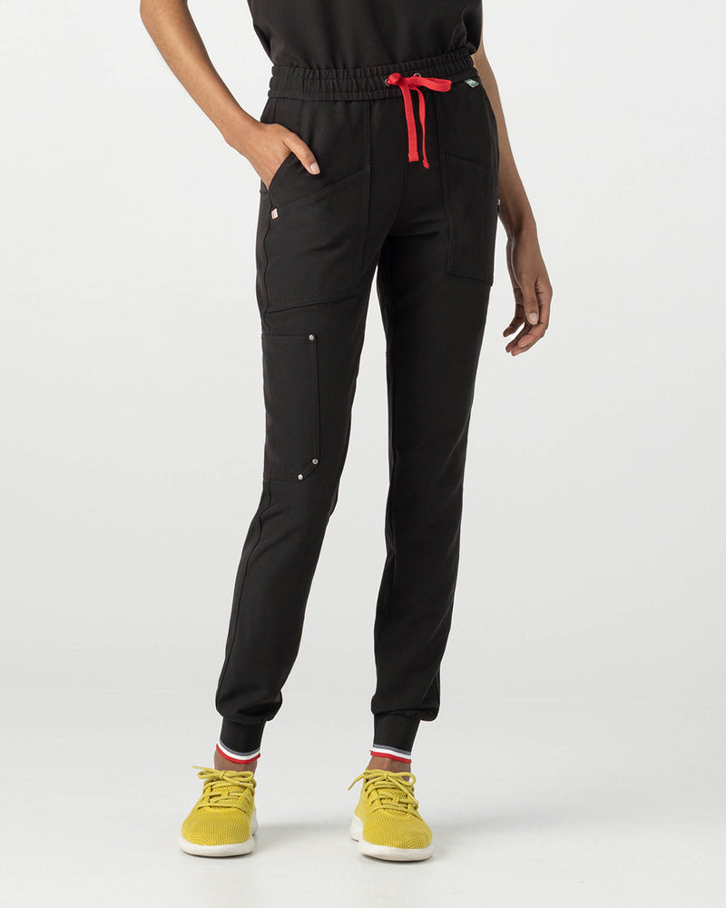 Black Catalina Jogger Scrub Pants Fysel - Front View