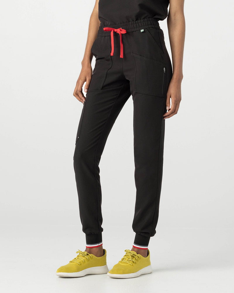 Black Catalina Jogger Scrub Pants Fysel - Front Side View