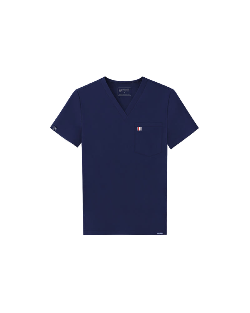 Navy Sal Essential Scrub Top Fysel - Flat Lay