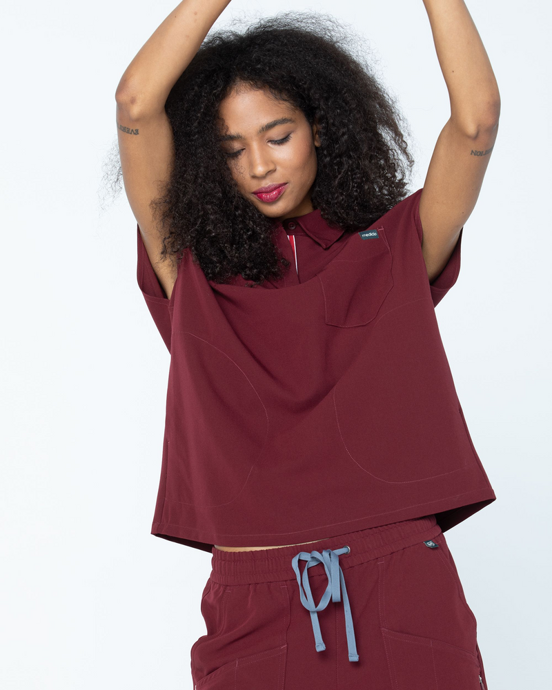 FYSEL® Capri Collared Scrub Top