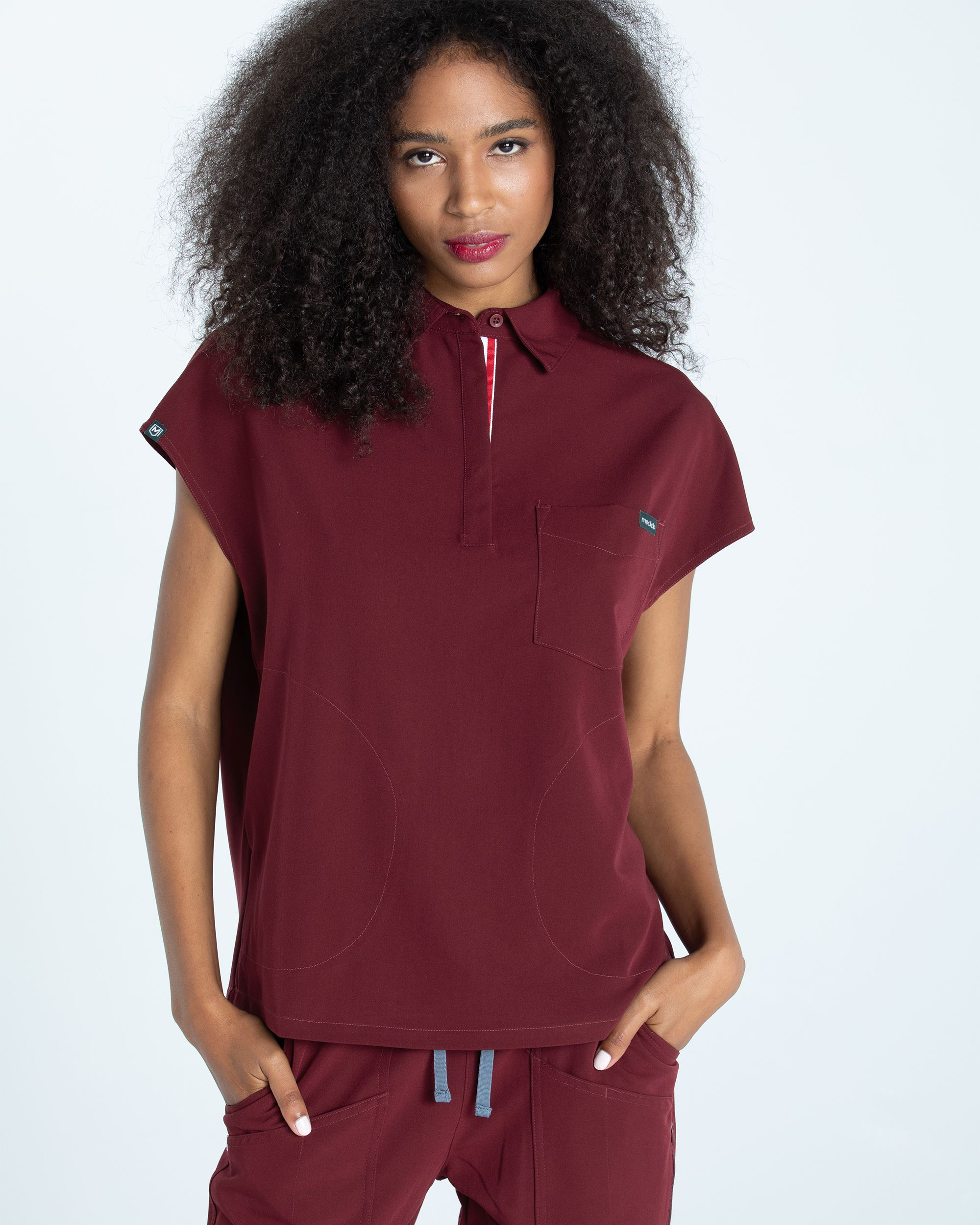 FYSEL® Capri Collared Scrub Top