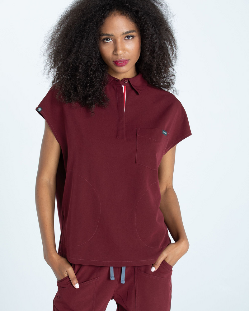FYSEL® Capri Collared Scrub Top
