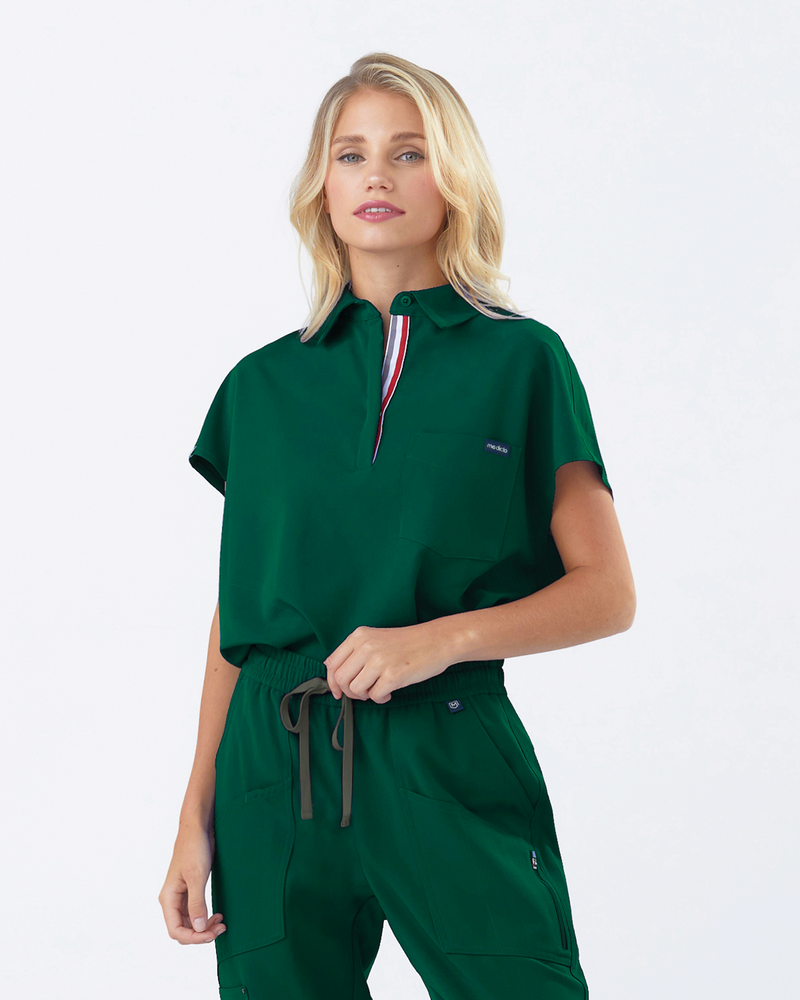 FYSEL® Capri Collared Scrub Top