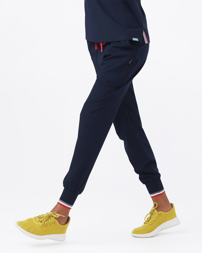 Navy Catalina Jogger Scrub Pants Fysel - Front Side View