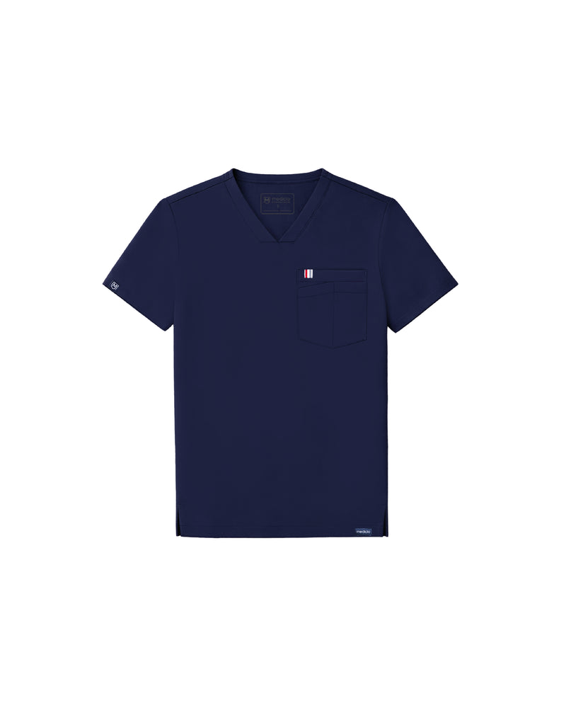 Navy Crevan‎ ‎Essential Scrub Top Fysel - Flat Lay