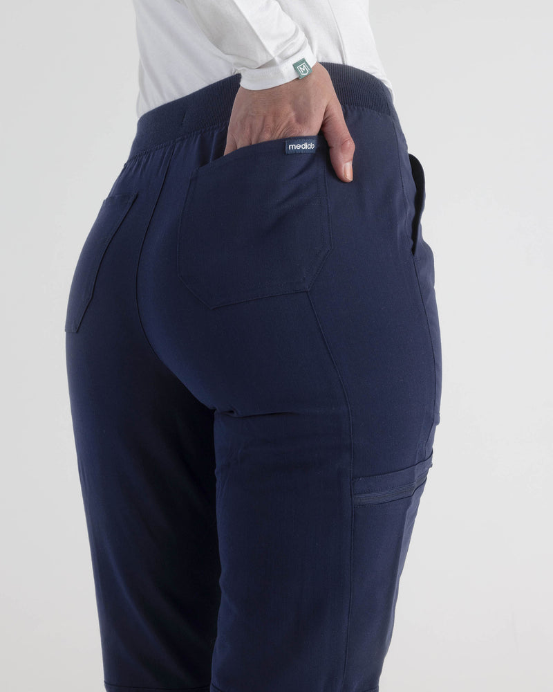 Navy Nova ‎Jogger Scrub Pants Fysel - Close Up Back Pocket View
