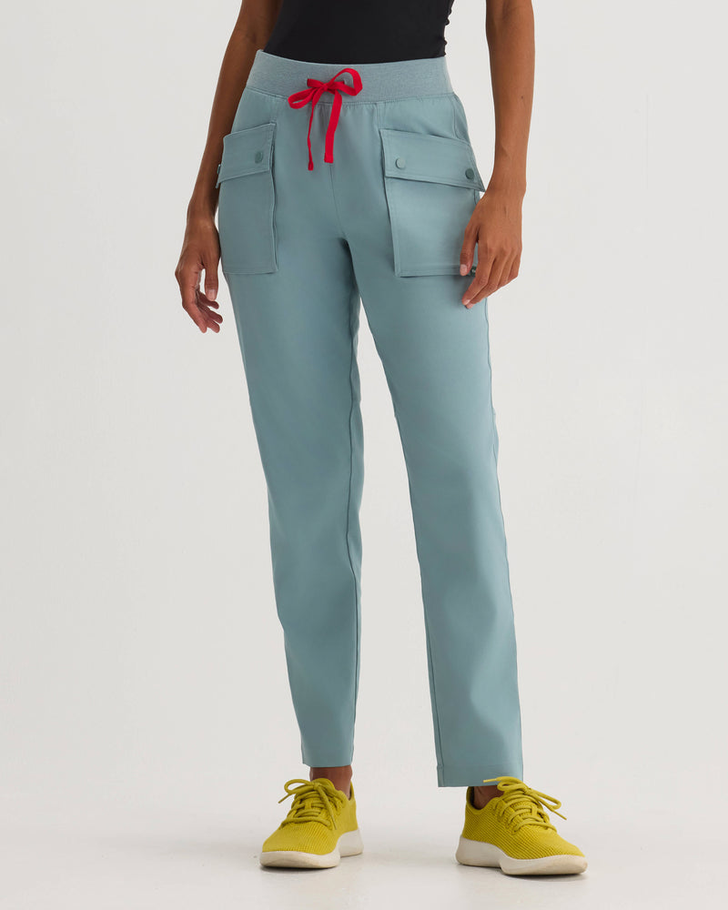Stone Blue Moana ‎Tapered Scrub Pants Tencel - Front View