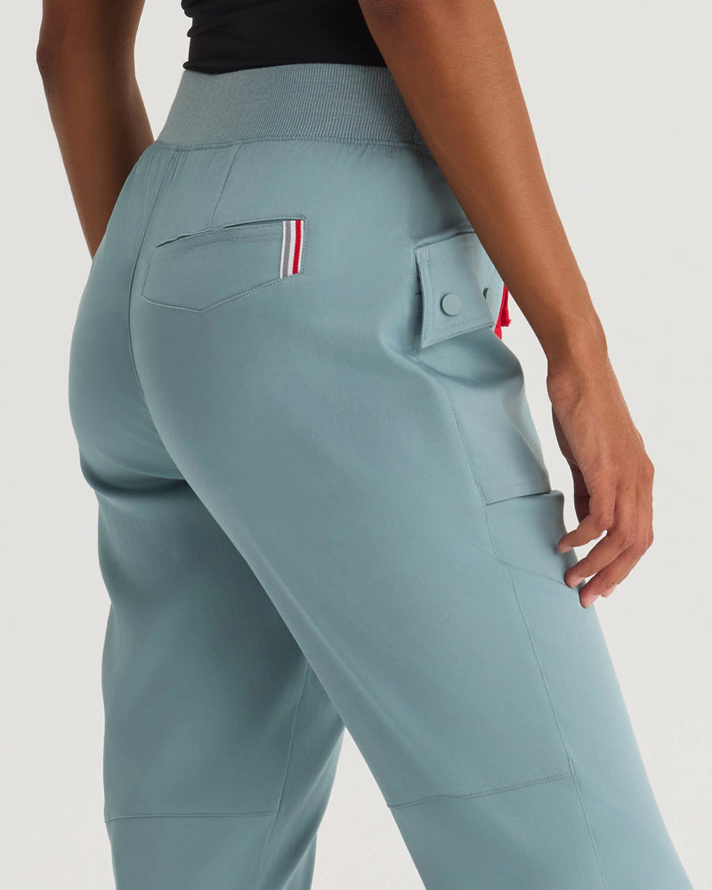 Stone Blue Moana ‎Tapered Scrub Pants Tencel - Back Close Up View