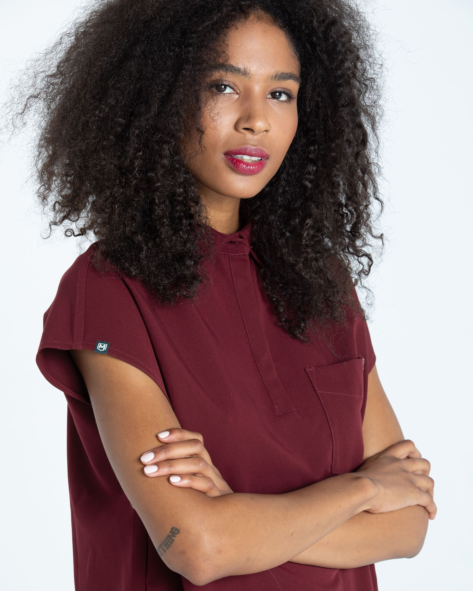 FYSEL® Capri‎ ‎ Collared Scrub Top