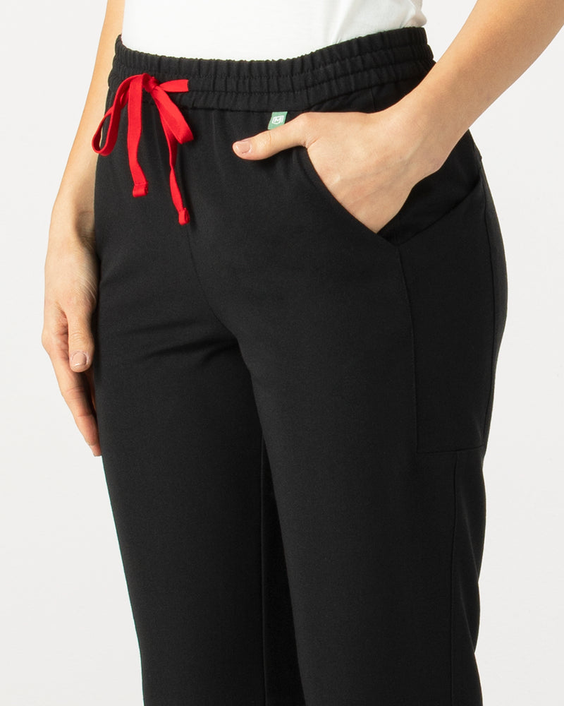 Black Bali‎ Flare Scrub Pants Fysel - Close Up Left Side Pocket View